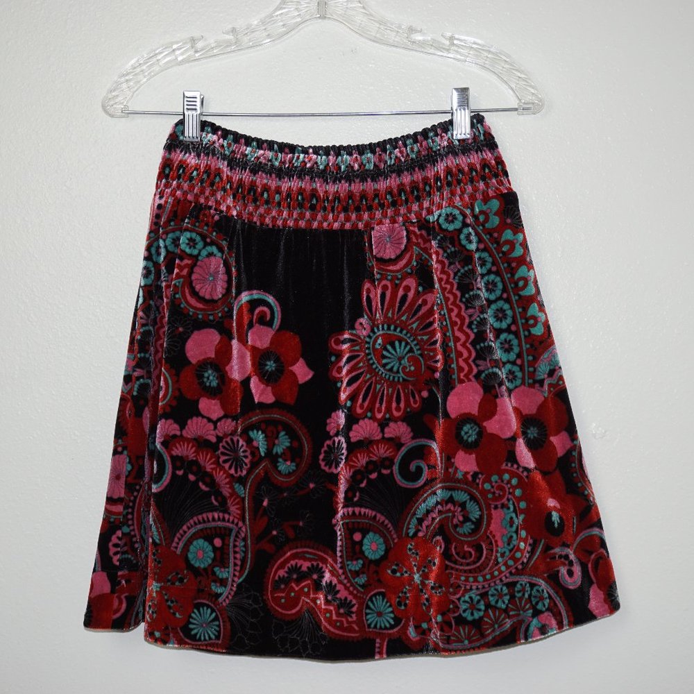 Free People Paisley Floral Velvet Skirt